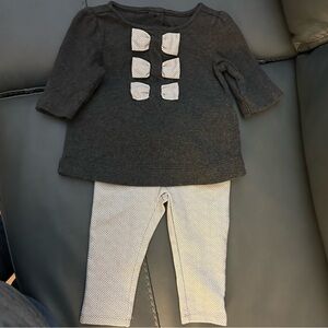 Janie and Jack Charcoal Chevron 2 Piece 12-18 months girl